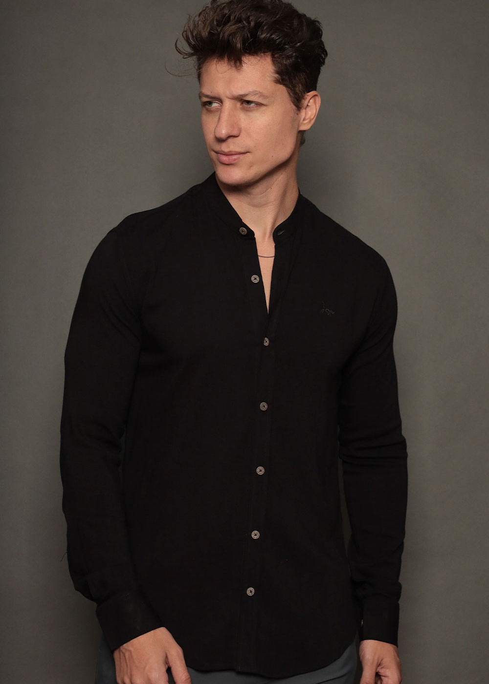 Camisa Social Masculina Dubai Gola Padre Manga Longa Slim