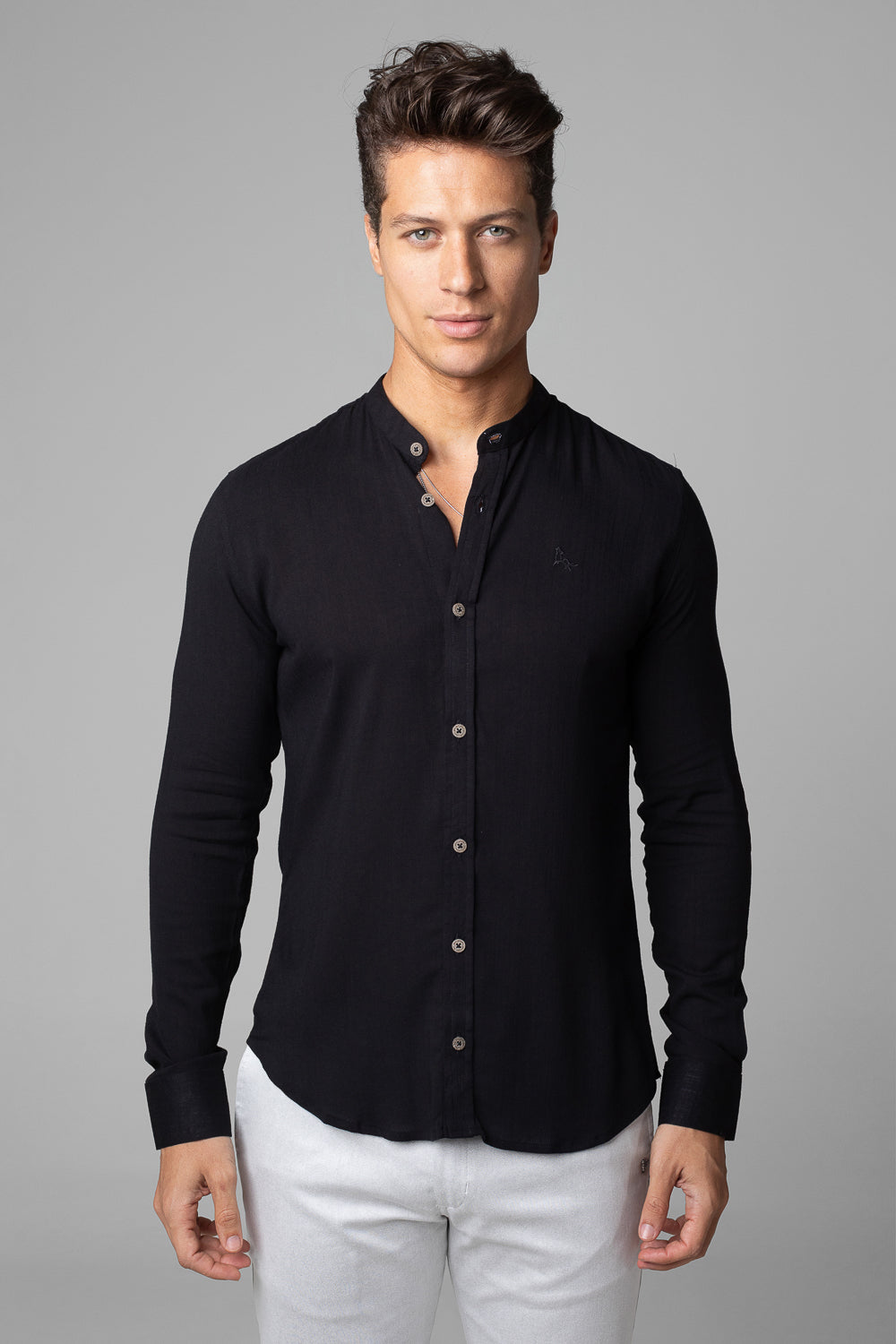 Camisa Social Masculina Dubai Gola Padre Manga Longa Slim