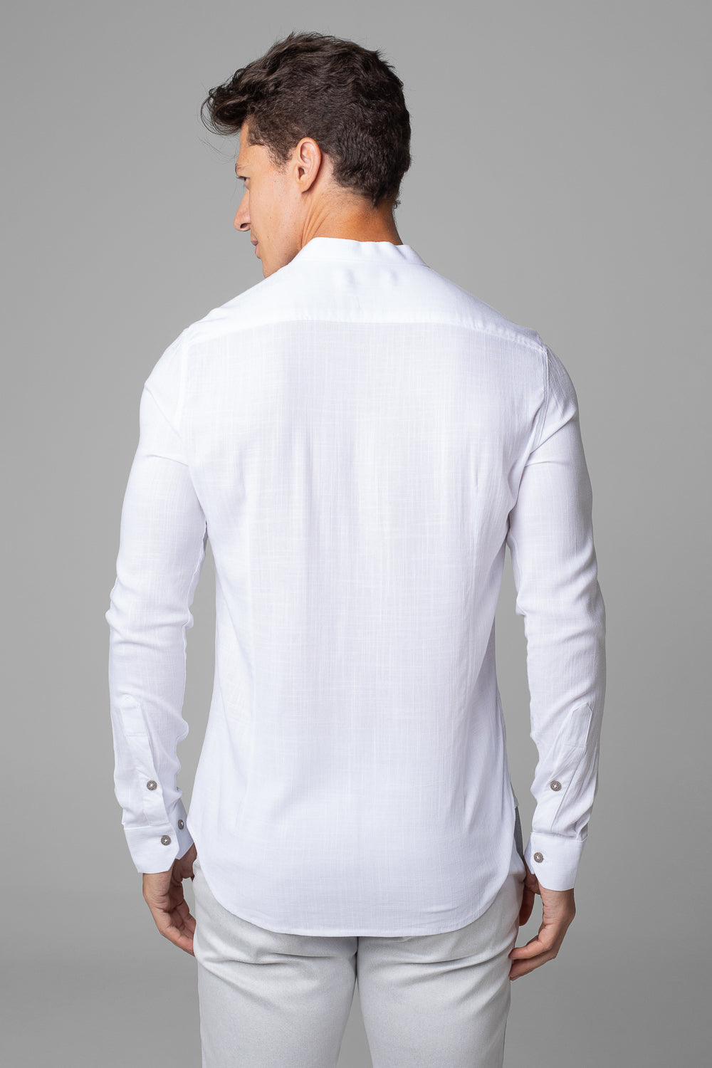 Camisa Social Masculina Dubai Gola Padre Manga Longa Slim