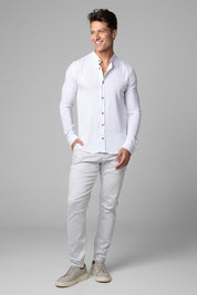 Camisa Social Masculina Dubai Gola Padre Manga Longa Slim
