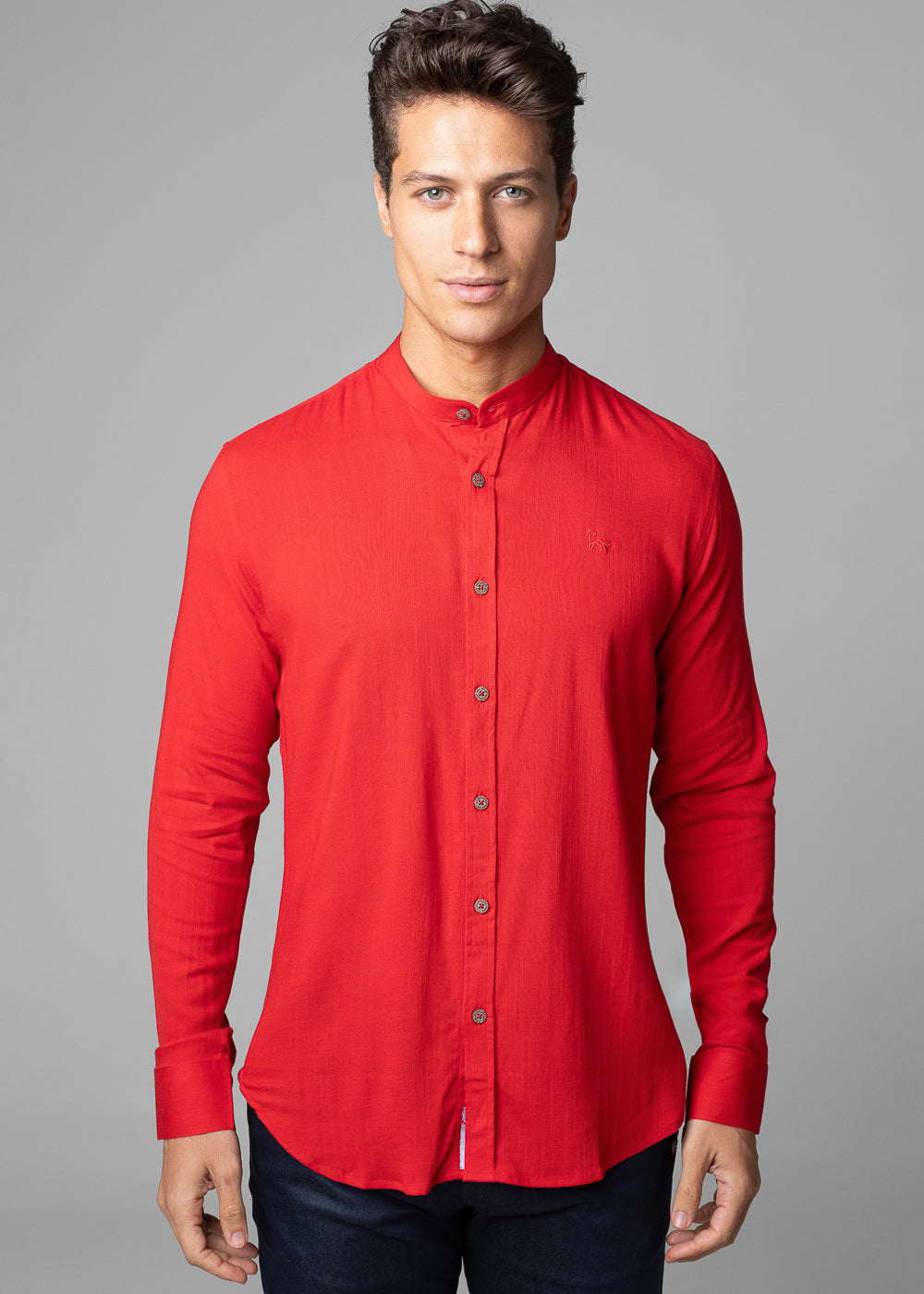 Camisa Social Masculina Dubai Gola Padre Manga Longa Slim