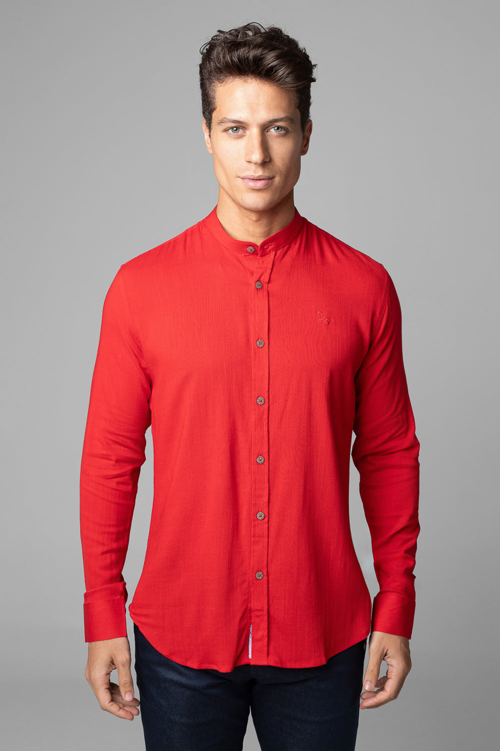 Camisa Social Masculina Dubai Gola Padre Manga Longa Slim