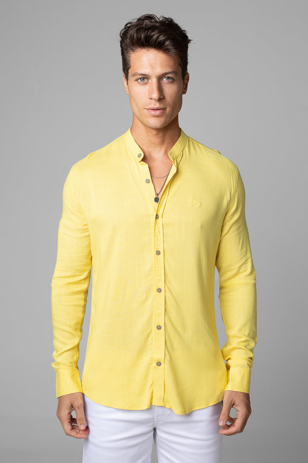 Camisa Social Masculina Dubai Gola Padre Manga Longa Slim