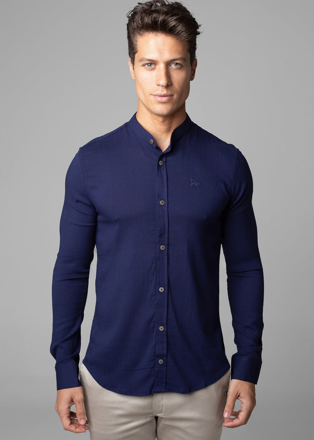 Camisa Social Masculina Dubai Gola Padre Manga Longa Slim