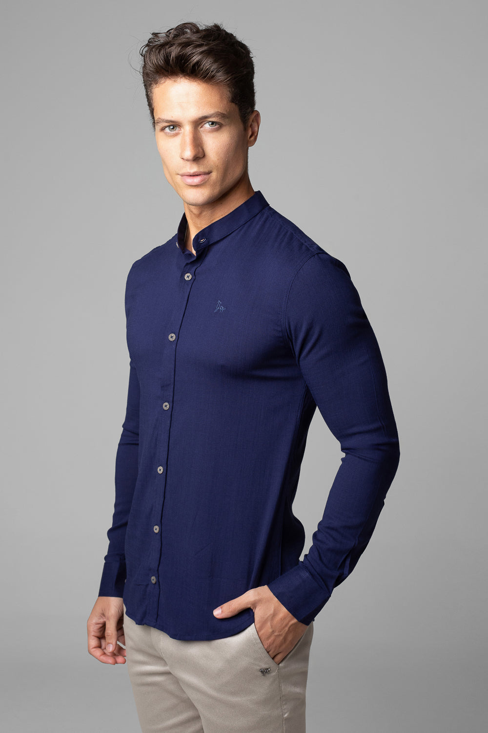 Camisa Social Masculina Dubai Gola Padre Manga Longa Slim