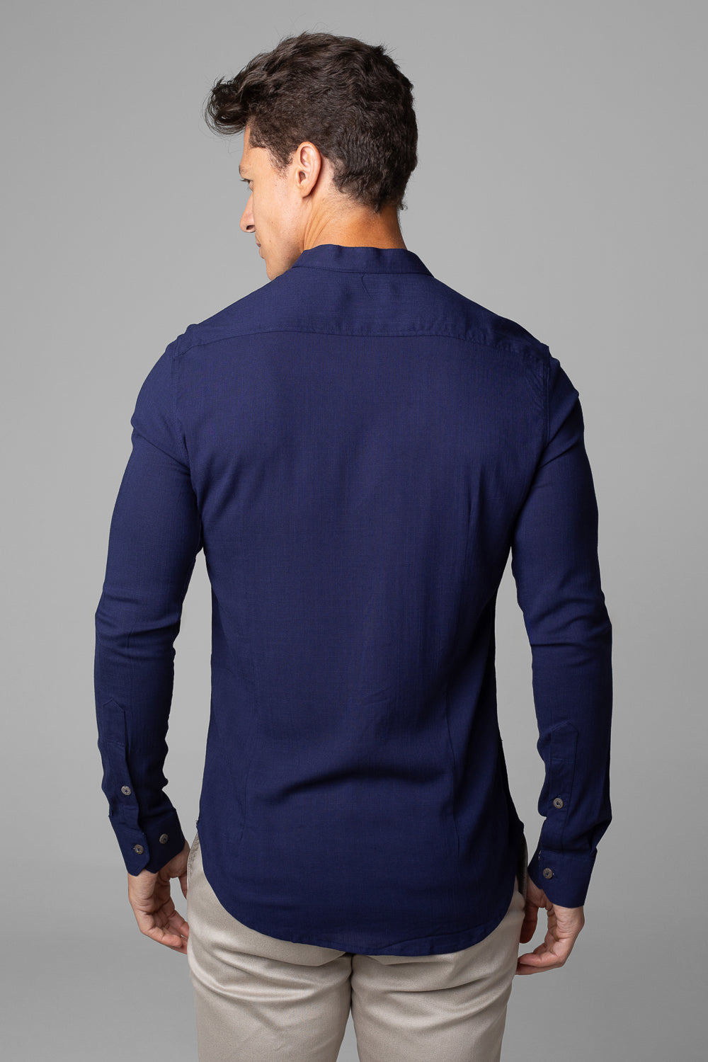 Camisa Social Masculina Dubai Gola Padre Manga Longa Slim