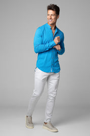 Camisa Social Masculina Dubai Gola Padre Manga Longa Slim