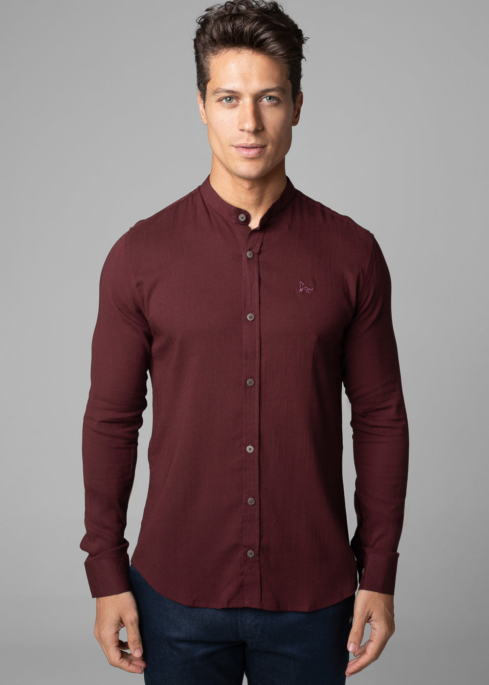 Camisa Social Masculina Dubai Gola Padre Manga Longa Slim