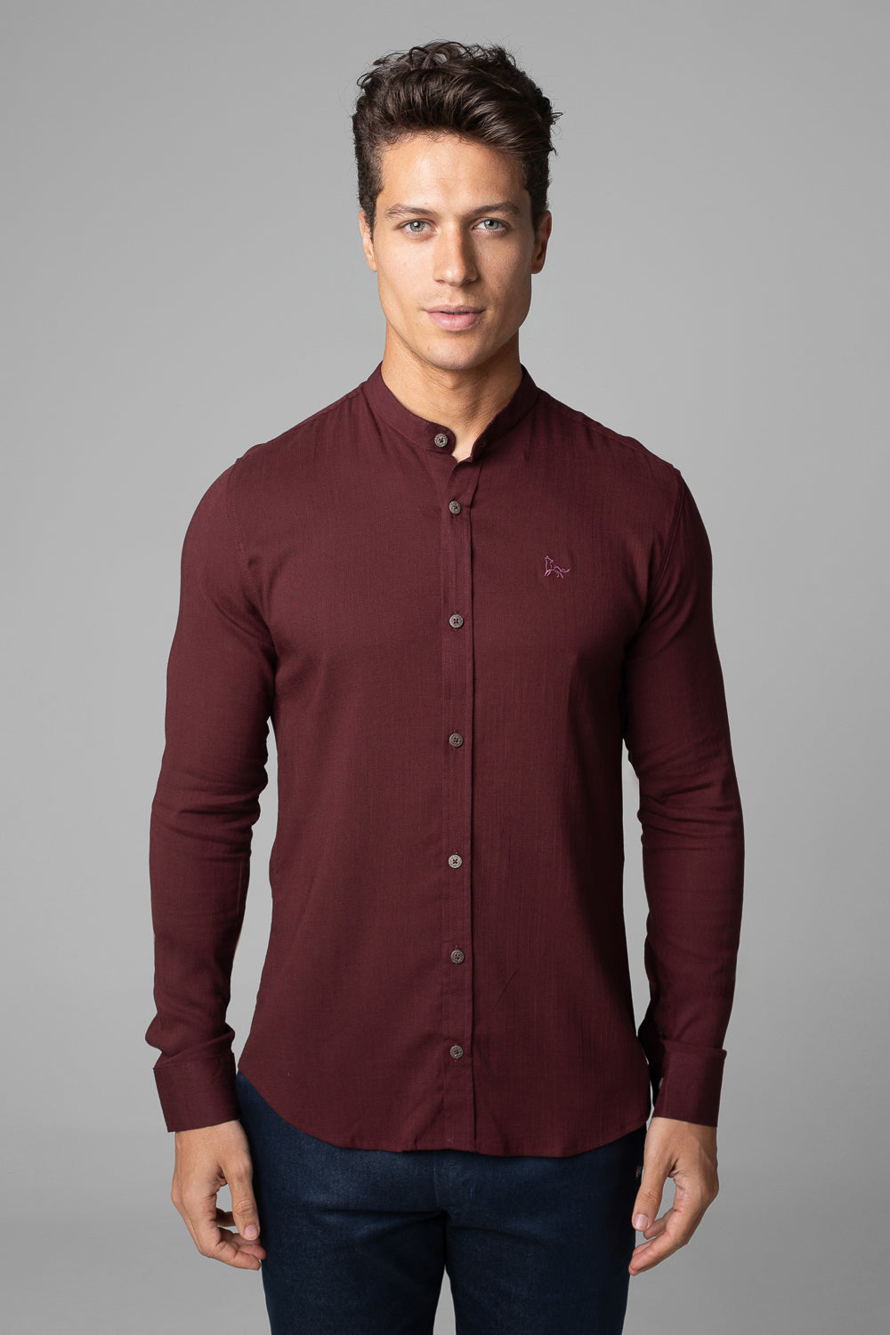 Camisa Social Masculina Dubai Gola Padre Manga Longa Slim