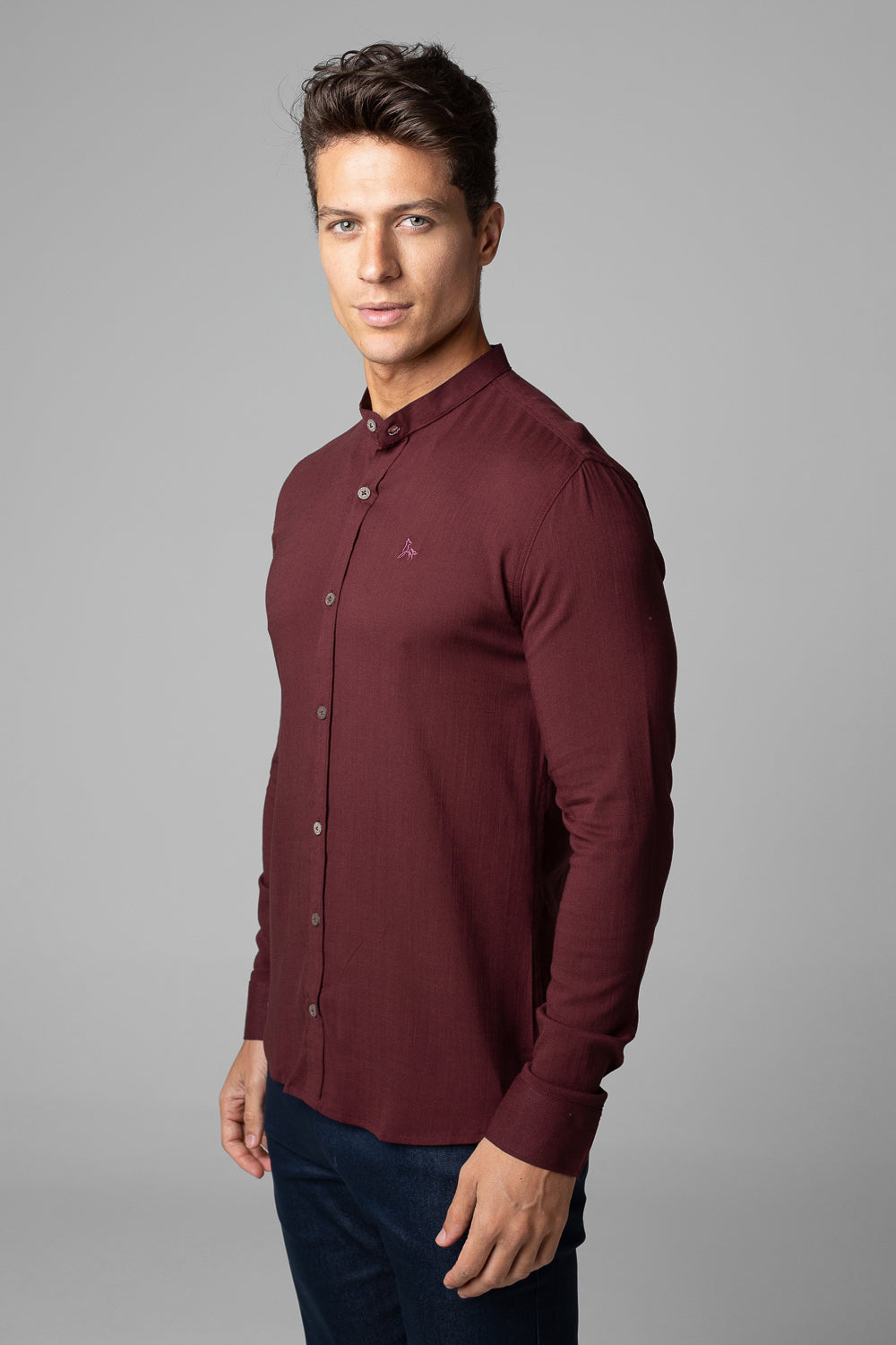 Camisa Social Masculina Dubai Gola Padre Manga Longa Slim