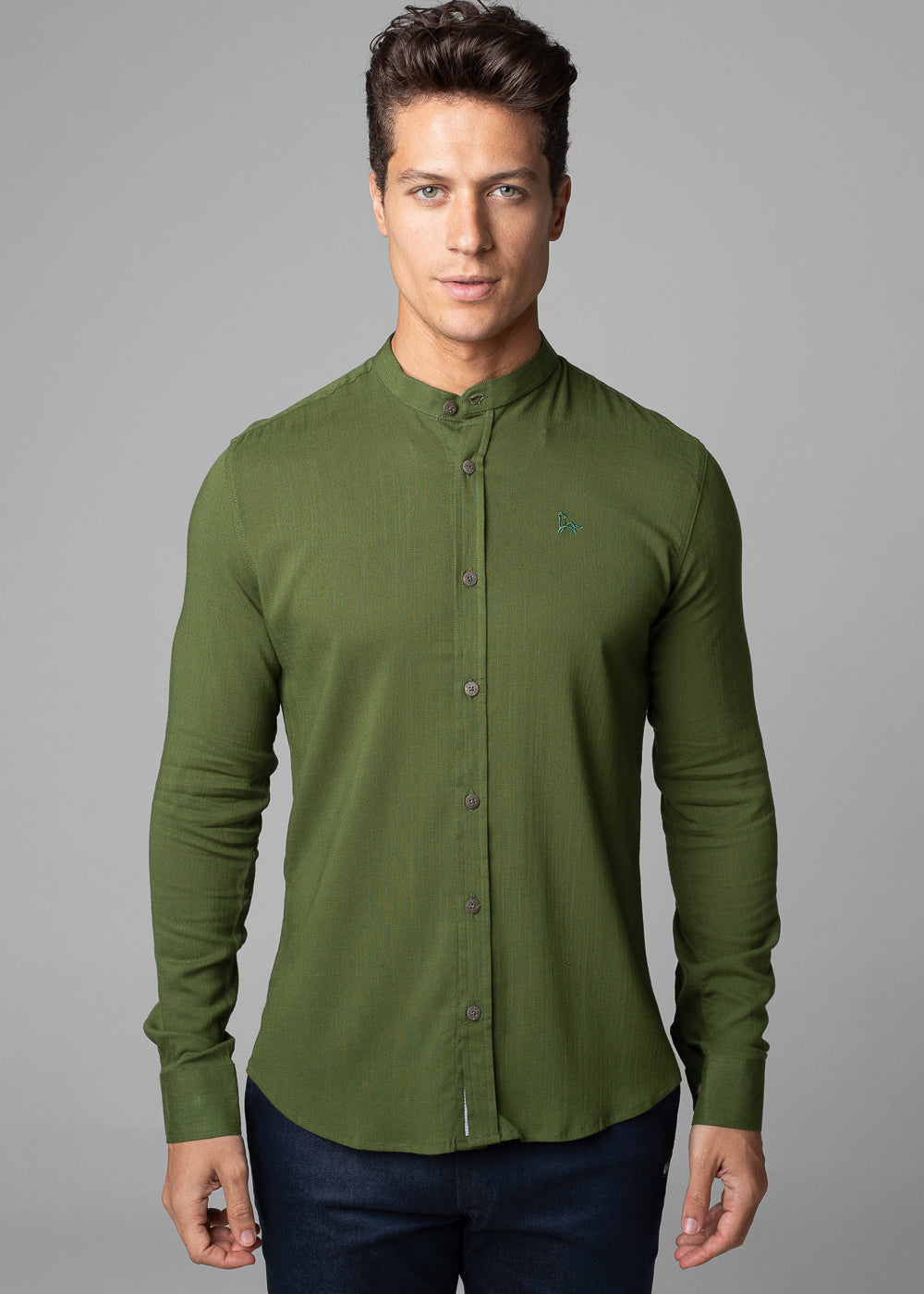 Camisa Social Masculina Dubai Gola Padre Manga Longa Slim