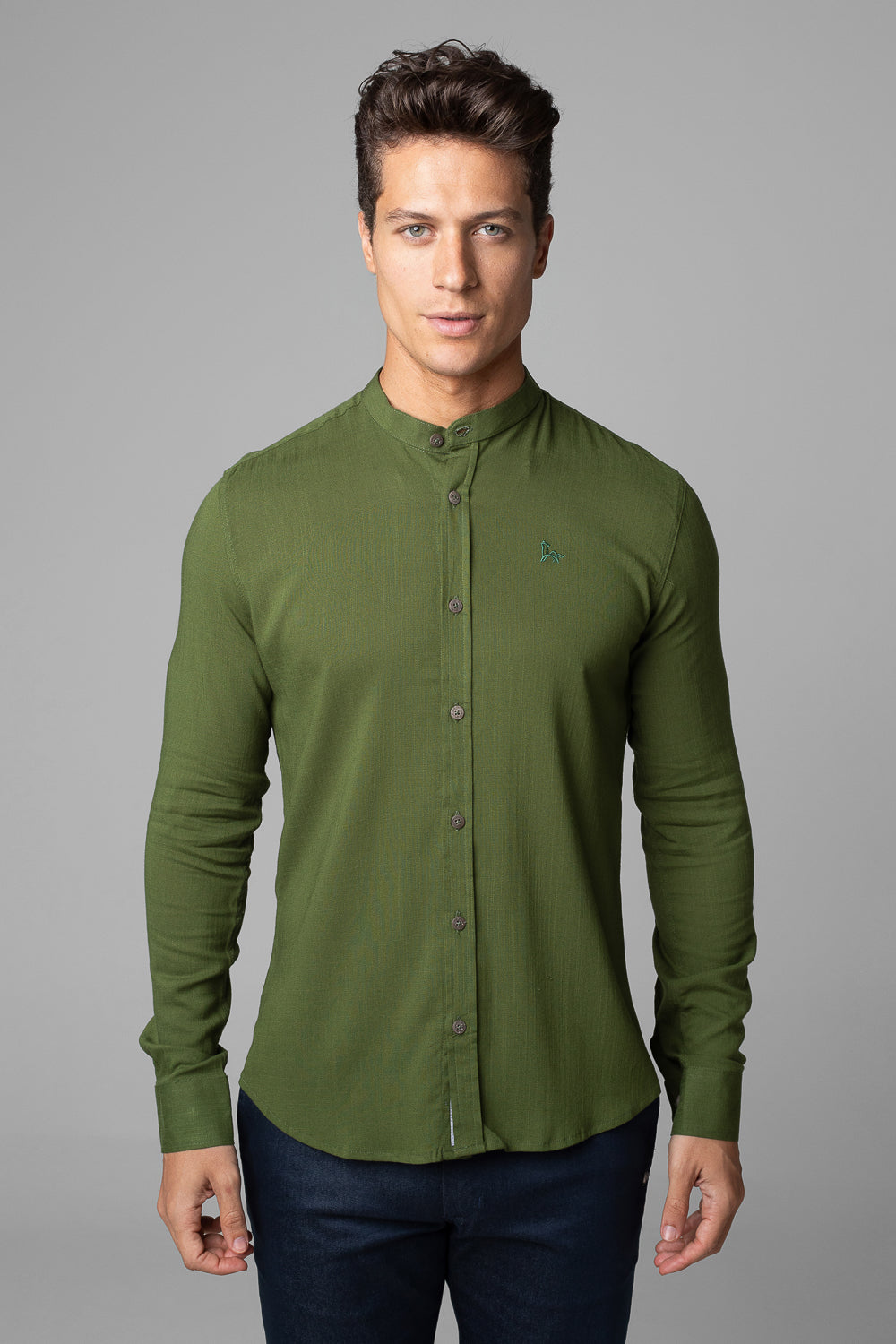 Camisa Social Masculina Dubai Gola Padre Manga Longa Slim