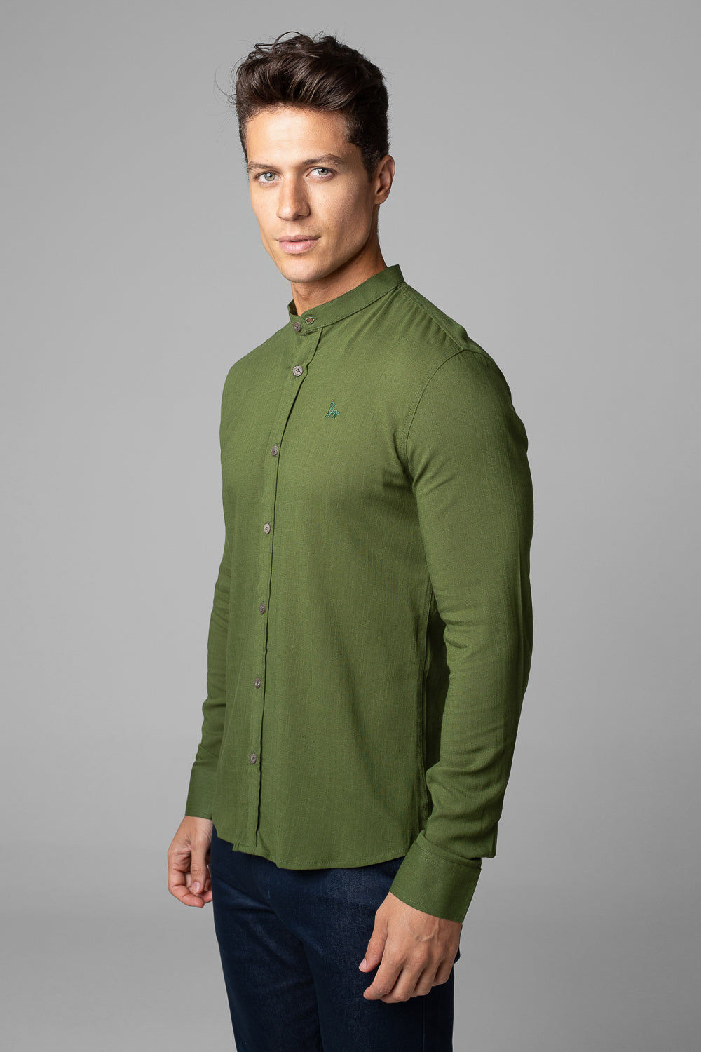 Camisa Social Masculina Dubai Gola Padre Manga Longa Slim