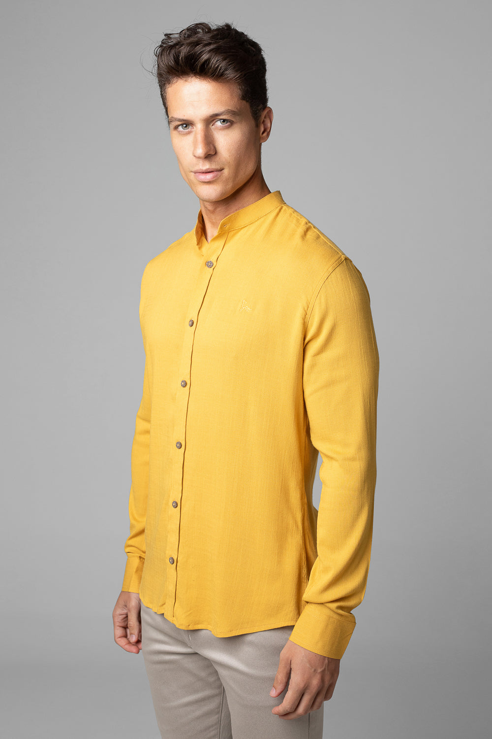 Camisa Social Masculina Dubai Gola Padre Manga Longa Slim