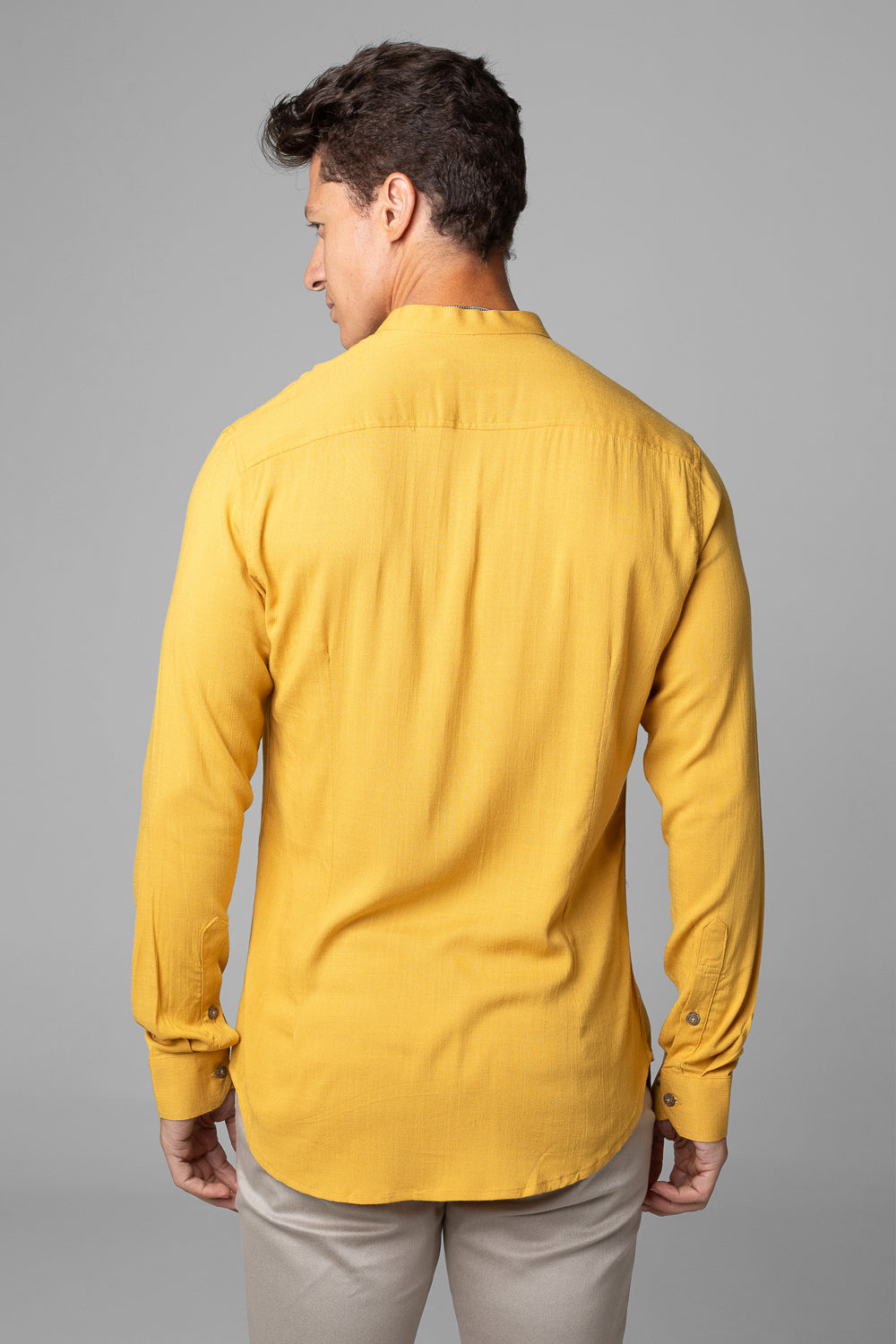 Camisa Social Masculina Dubai Gola Padre Manga Longa Slim