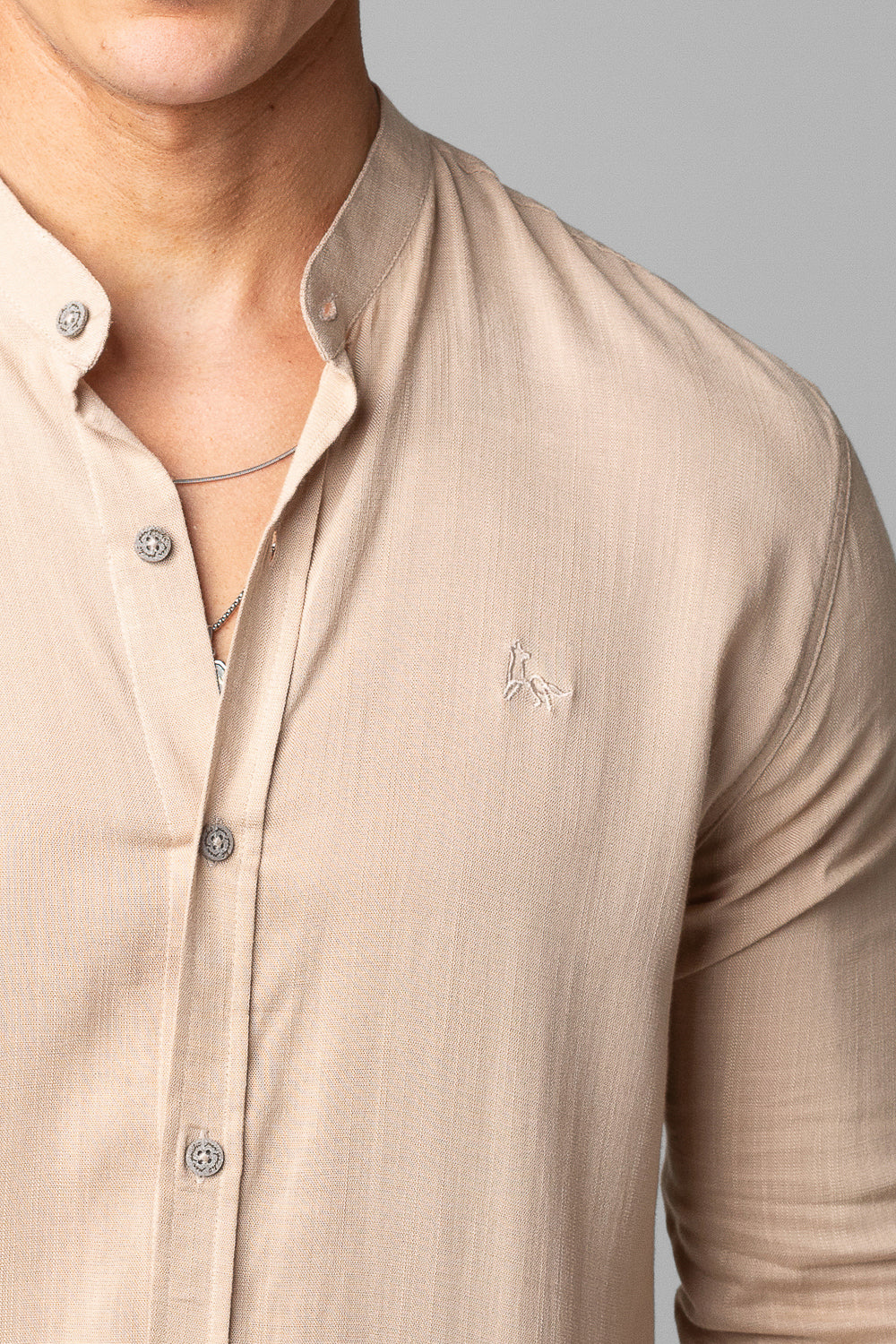 Camisa Social Masculina Dubai Gola Padre Manga Longa Slim