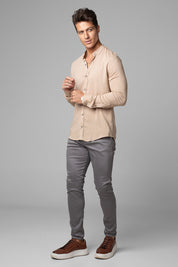 Camisa Social Masculina Dubai Gola Padre Manga Longa Slim