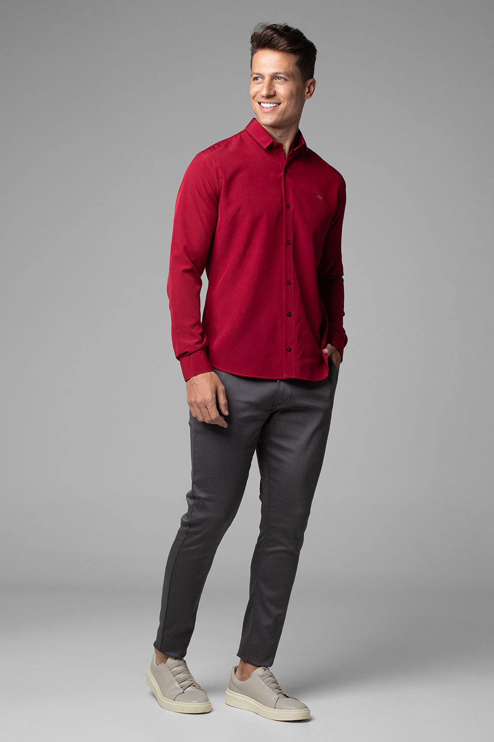Camisa Social Masculina W.R Repelente a Líquidos e Manchas Slim