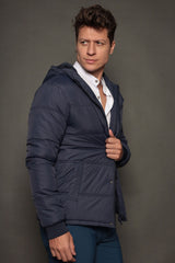 Jaqueta Masculina com Capuz Slim Velluto Napoli