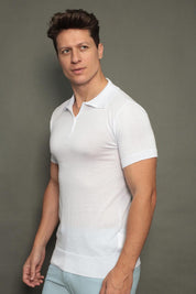 Polo Tricot Masculina Slim com Zíper Invisível Mônaco