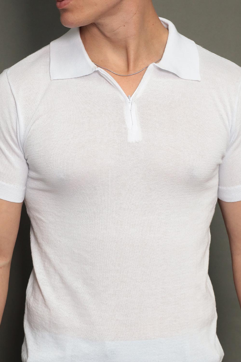 Polo Tricot Masculina Slim com Zíper Invisível Mônaco