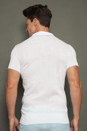 Polo Tricot Masculina Slim com Zíper Invisível Mônaco