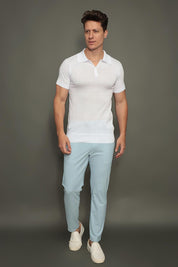 Polo Tricot Masculina Slim com Zíper Invisível Mônaco