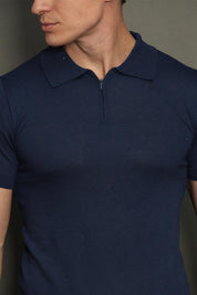 Polo Tricot Masculina Slim com Zíper Invisível Mônaco