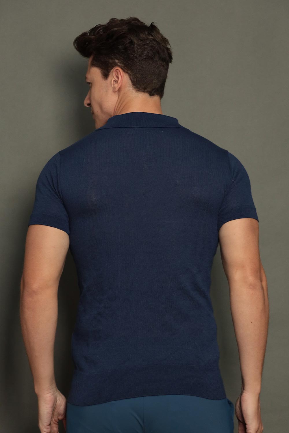Polo Tricot Masculina Slim com Zíper Invisível Mônaco