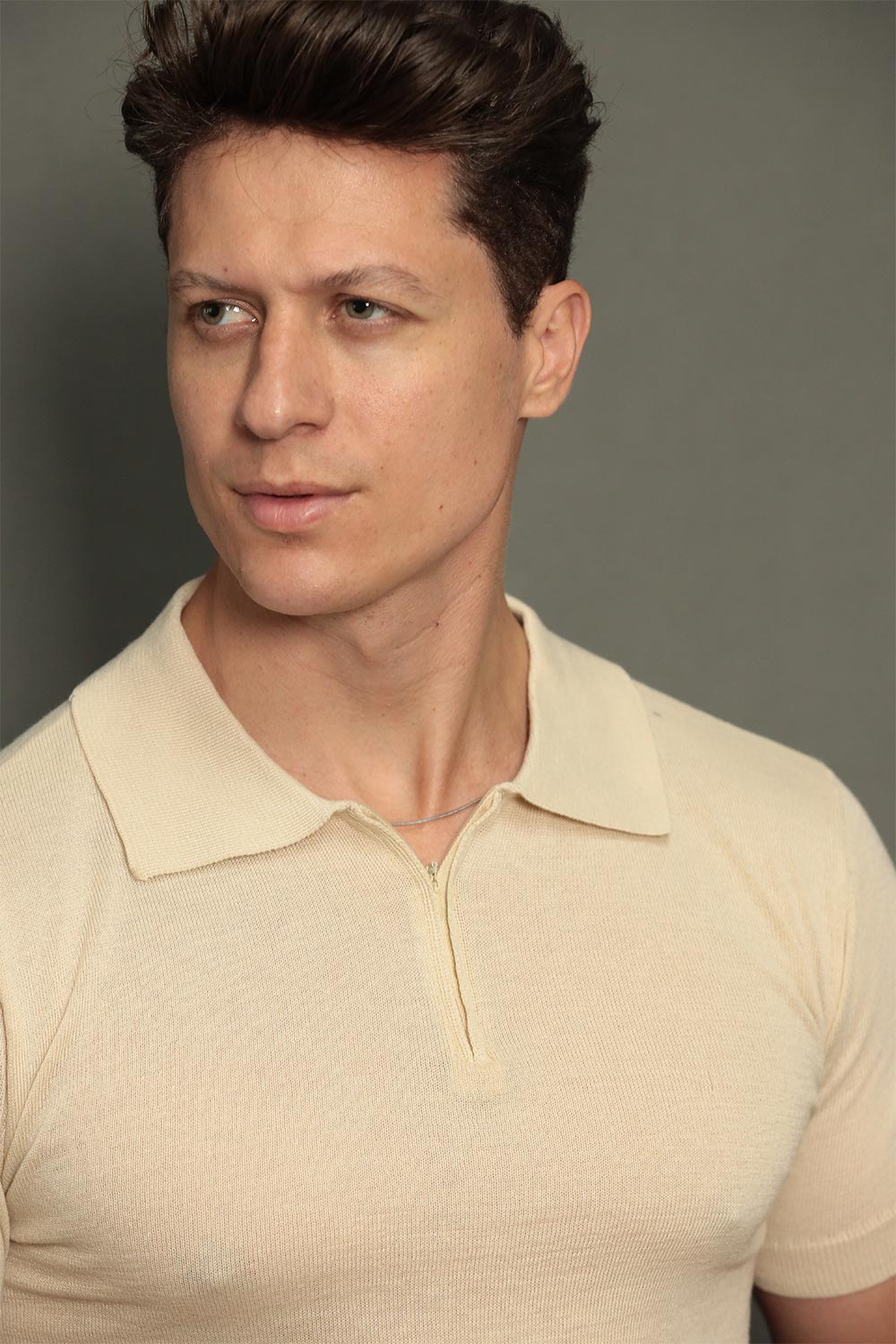 Polo Tricot Masculina Slim com Zíper Invisível Mônaco