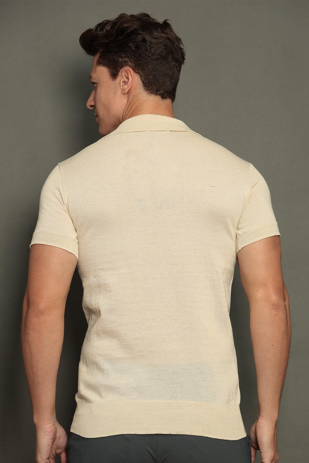 Polo Tricot Masculina Slim com Zíper Invisível Mônaco