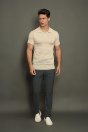 Polo Tricot Masculina Slim com Zíper Invisível Mônaco