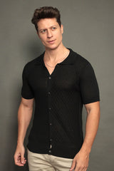 Camisa de Tricot Masculina Slim Fit Texturizada Maiorca