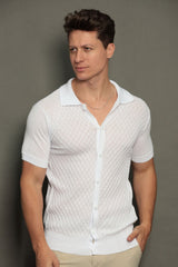 Camisa de Tricot Masculina Slim Fit Texturizada Maiorca