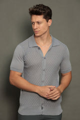 Camisa de Tricot Masculina Slim Fit Texturizada Maiorca