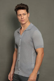 Camisa de Tricot Masculina Slim Fit Texturizada Maiorca