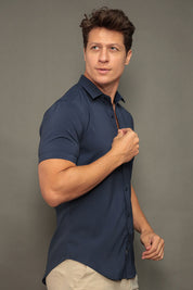 Camisa Social W.R Manga Curta Repelente a Líquidos Slim