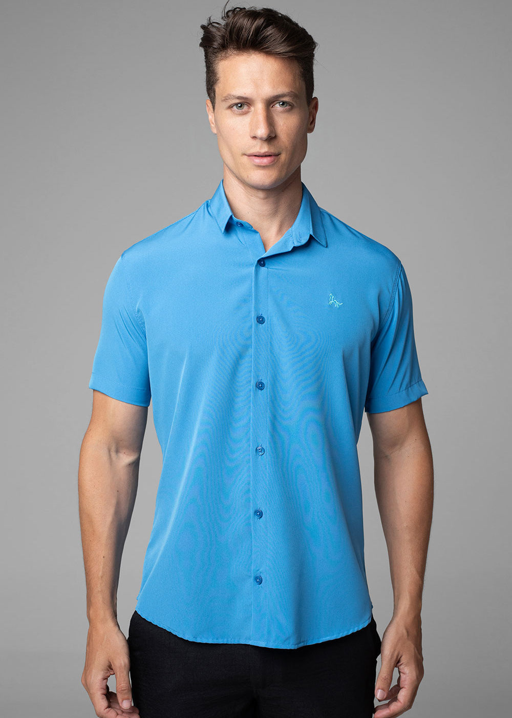 Camisa Social W.R Manga Curta Repelente a Líquidos Slim