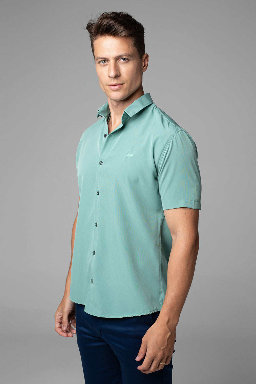 Camisa Social W.R Manga Curta Repelente a Líquidos Slim