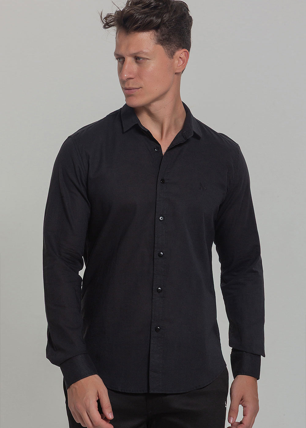 Camisa Social Masculina de Linho Linen 30 Manga Longa Slim