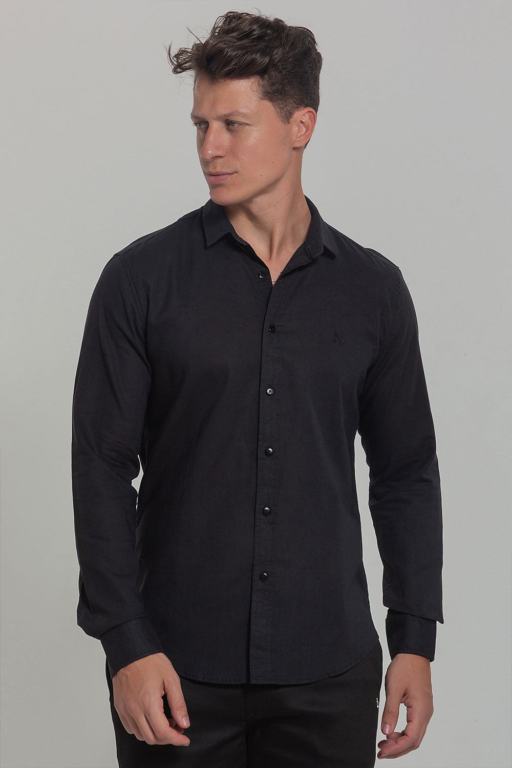 Camisa Social Masculina de Linho Linen 30 Manga Longa Slim