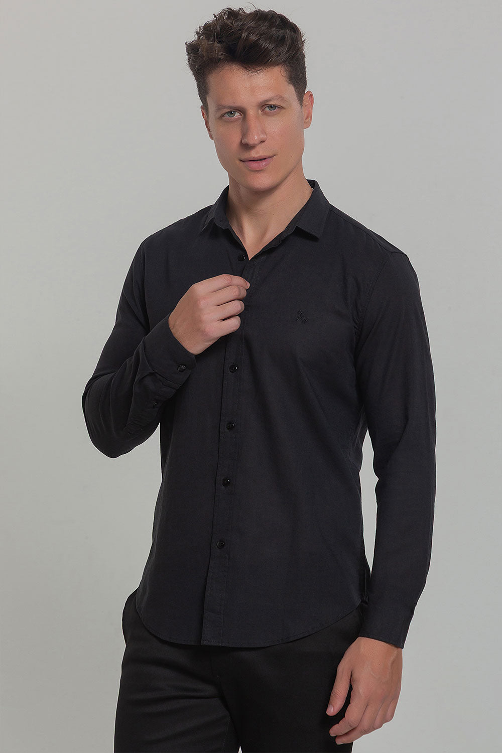 Camisa Social Masculina de Linho Linen 30 Manga Longa Slim