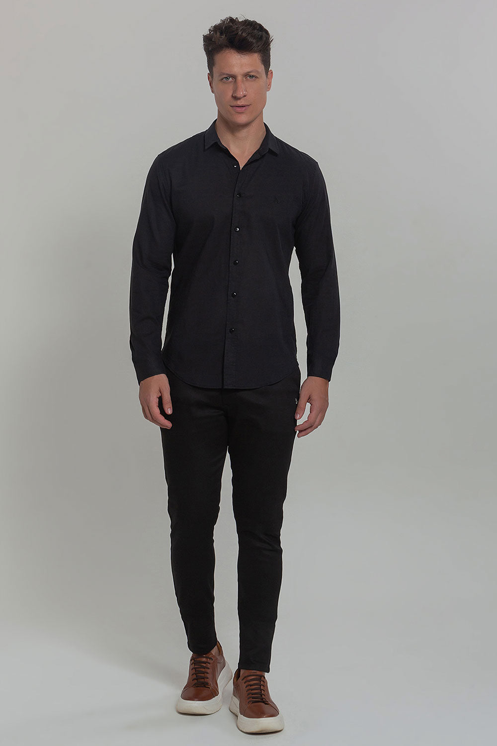 Camisa Social Masculina de Linho Linen 30 Manga Longa Slim