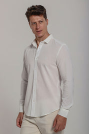 Camisa Social Masculina de Linho Linen 30 Manga Longa Slim