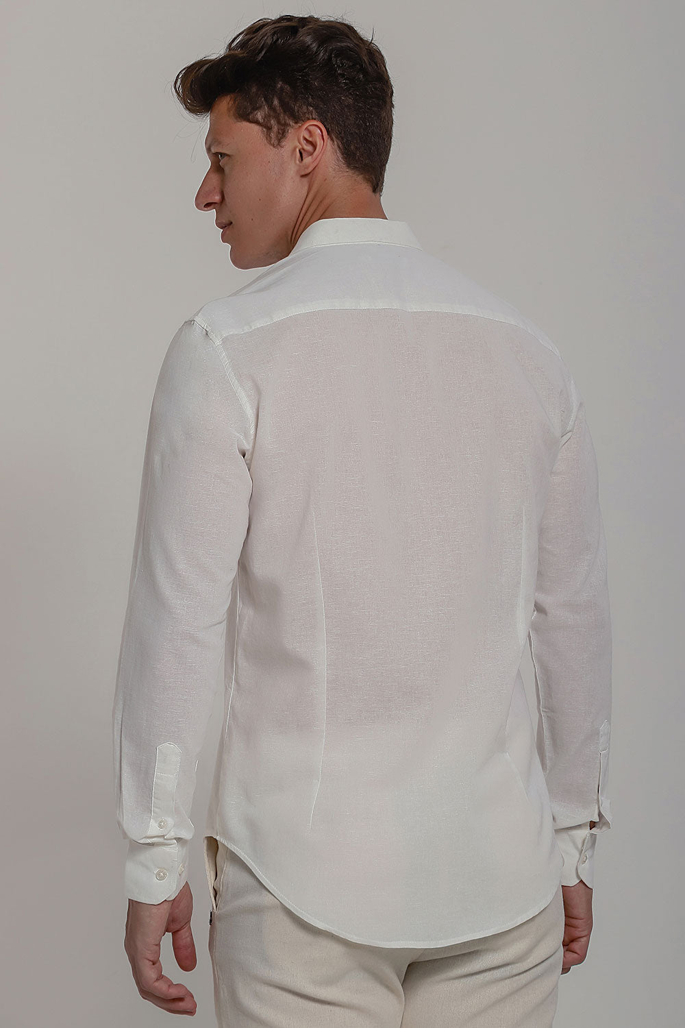 Camisa Social Masculina de Linho Linen 30 Manga Longa Slim
