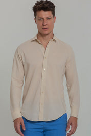Camisa Social Masculina de Linho Linen 30 Manga Longa Slim