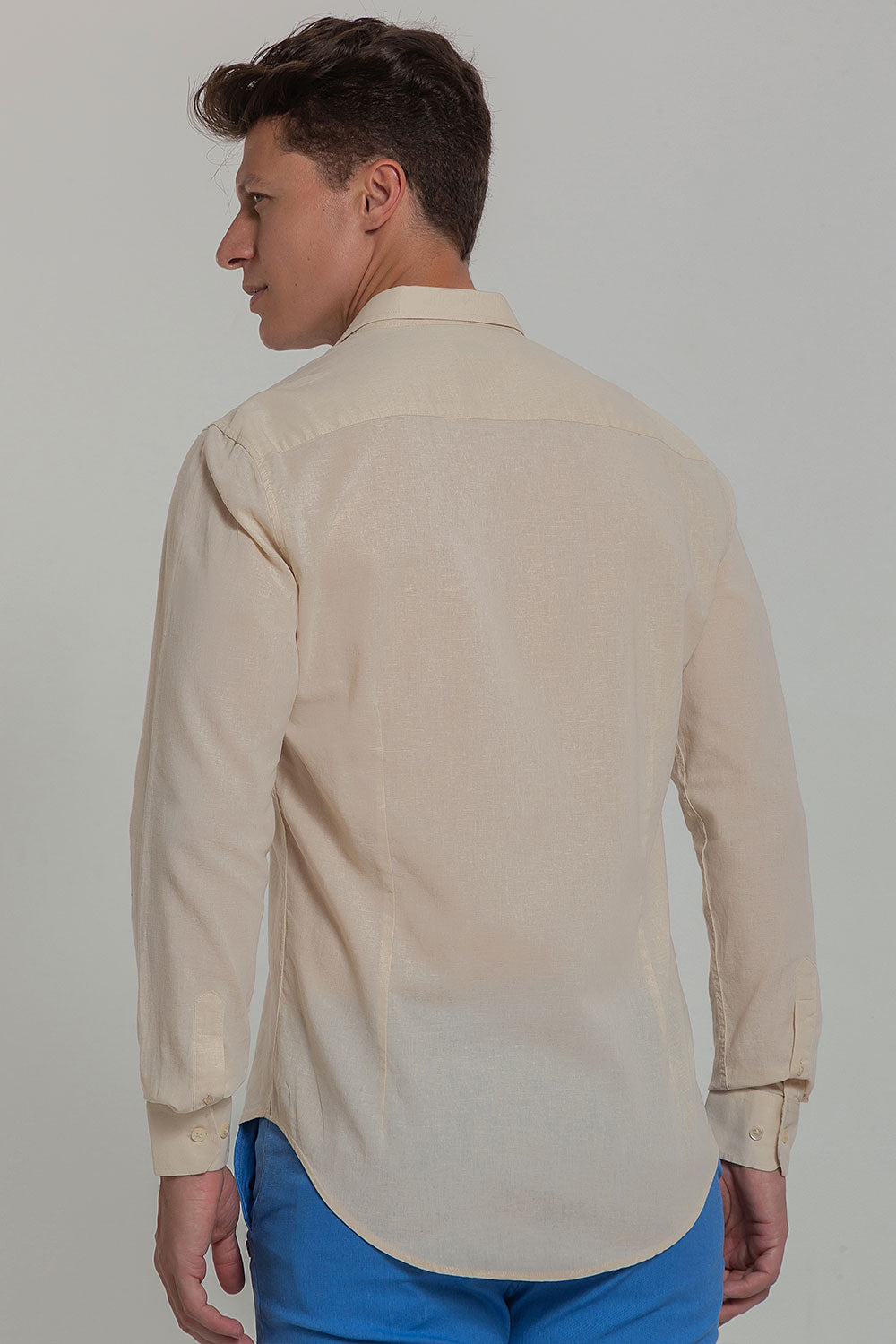 Camisa Social Masculina de Linho Linen 30 Manga Longa Slim