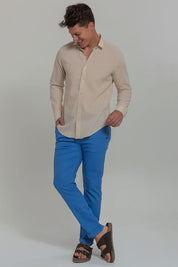 Camisa Social Masculina de Linho Linen 30 Manga Longa Slim