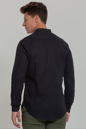 Camisa Social de Linho Masculina Gola Padre Manga Longa