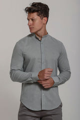 Camisa Social de Linho Masculina Gola Padre Manga Longa